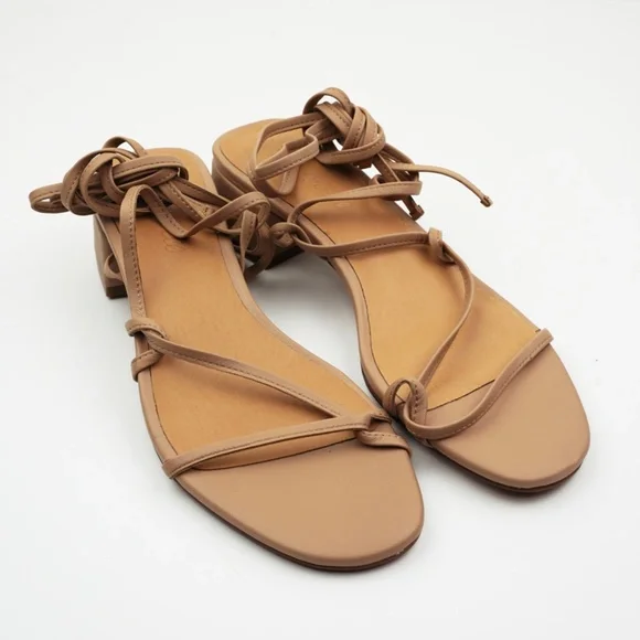 New MADEWELL The Brigitte Lace-Up Sandal in Leather Sandstone - Picture 4 of 7